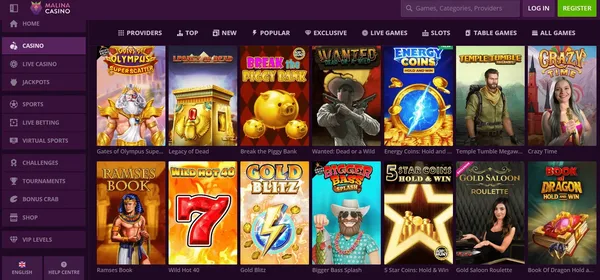 Malina Casino ponuka hier na mobile